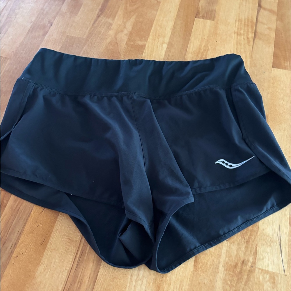 Saucony Black Women's Athletic Running Shorts with Reflective Logo - small
